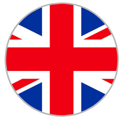 united kingdom flag in circle shape isolated on white