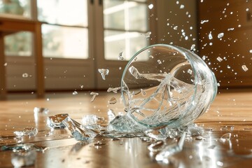The glass falls onto the ground and shatters, Generative Ai
