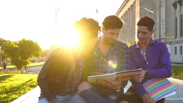 Young Gays reading notes at University.