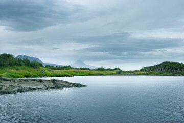 Fototapeta na wymiar Nordura River on Cloudy Day, Iceland