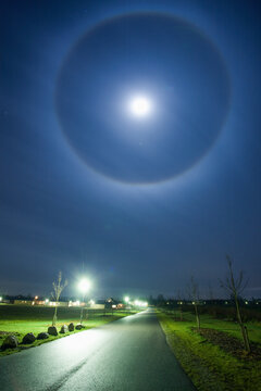 A moon halo is an atmospheric optical phenomenon
