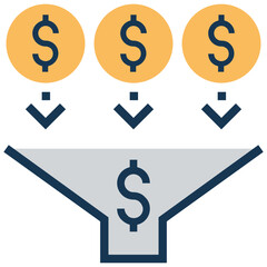 Flat sales funnel icon design 