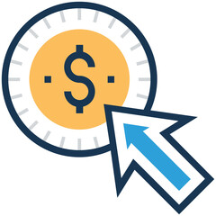 Flat icon denoting click, ppc