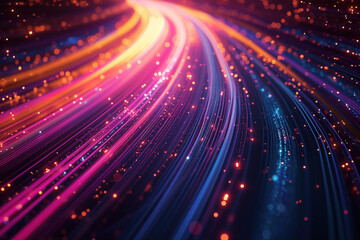 Neon colored flowing lines as symbol of data stream, digital background