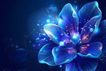 Obraz premium Spring background with beautiful flowers with neon light.