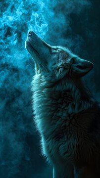 Swirling smoke coalescing into a wolf head or muzzle