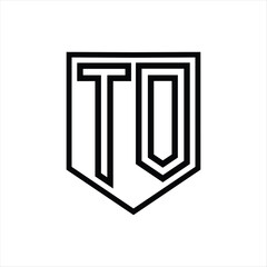 TO Letter Logo monogram shield geometric line inside shield isolated style design