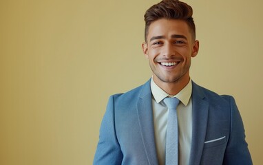smiling confident businessman wearing color casual clothes,