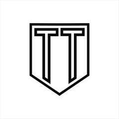 TT Letter Logo monogram shield geometric line inside shield isolated style design