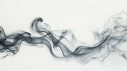 Elegant smoke flows captured in a moment of stillness against a white background, a study in contrast and form.