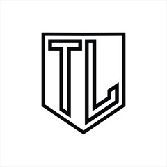 TL Letter Logo monogram shield geometric line inside shield isolated style design