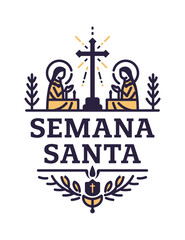 Semana Santa, Holy Week Lent spanish text vector, Latin religious tradition
