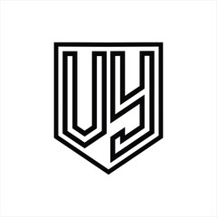 VY Letter Logo monogram shield geometric line inside shield isolated style design