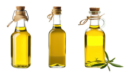 Olive oil in bottle, isolated on transparency background PNG