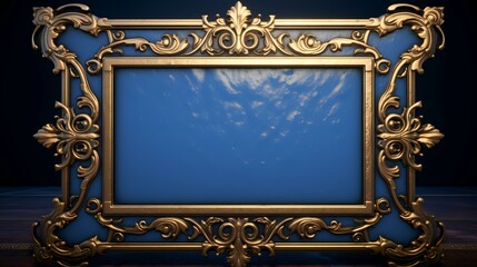 A blue frame with gold decoration