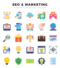 Set of SEO & MARKETING icons. Vector Illustration.