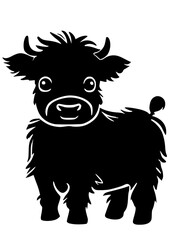 Baby Highland Cow Silhouette SVG Vector
