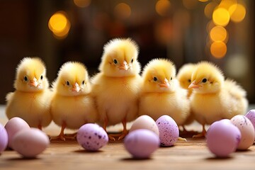 Springtime education: easter chicks enjoying holiday activities with an easter instructor