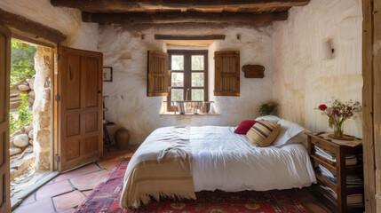 Escape to the tranquility and simplicity of rural living in this rustic hideaway where handcarved wooden furniture and vintageinspired decor create a truly cozy ambience.