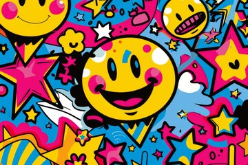 rainbow patterned smiley face background