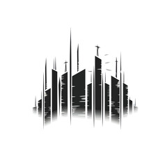 Vector black simple abstract construction logo element on white background Generative Ai