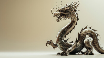 Fototapeta premium Dragon Sculpture of China Looks Menacingly Majestic. Generative AI.