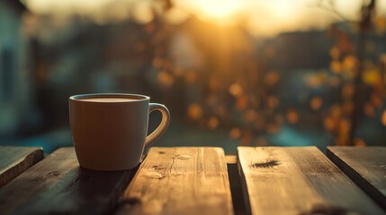 Coffee Cup in Soft Morning Sunlight. Generative AI. - obrazy, fototapety, plakaty