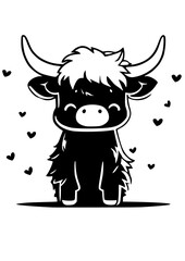 Baby Highland Cow Silhouette SVG Vector