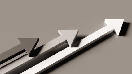 Arrow concept background indicating growth direction. 3d rendering