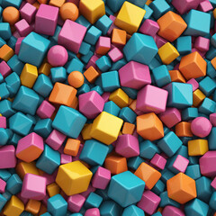 Fototapeta na wymiar Set of colorful geometric structures, 3d render, colorful cubes