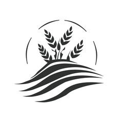Fototapeta premium Black simple abstract farming logo element on white background Generative Ai