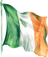 Watercolor Irish flag isolated.