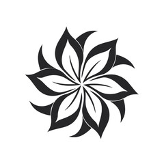 Black simple abstract flower logo element on white background Generative Ai