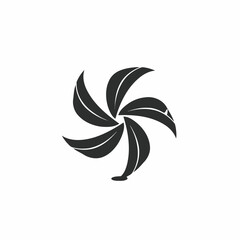 Black simple abstract flower logo element on white background Generative Ai