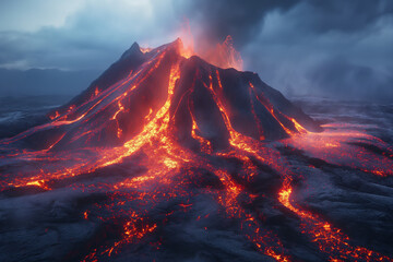 Volcanic eruptions, lava, scenes of dangerous flames.