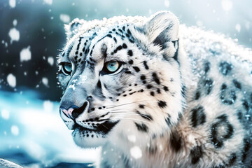 snow leopard in the snow