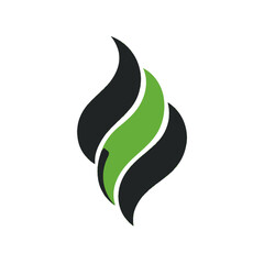 Black simple abstract green energy logo element on white background Generative Ai