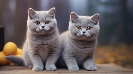 Gray British shorthair cats indoors