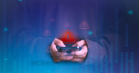 Hacker hacking threat website for thief big data on internet software protection warning technology concept