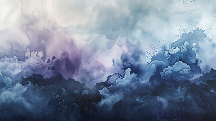 Misty pastel ink clouds dispersing on a wet, rugged paper texture.