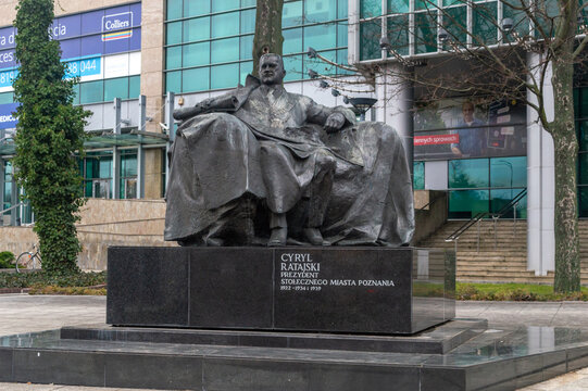 Poznan, Poland - January 28, 2024: Monument of Cyryl Ratajski.