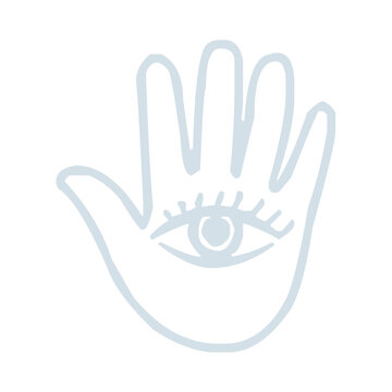 Hamsa Hand Palm With All Seeing Eye And Eyelids Line Icon