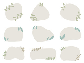 かわいい植物と手描き風のフレームセット