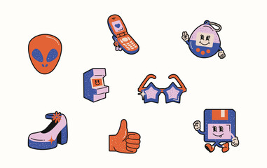 Y2K Stickers Vector Illustration