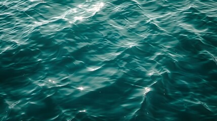Blue green surface of the ocean in Catalina Island California with gentle ripples on the surface and light refracting - obrazy, fototapety, plakaty