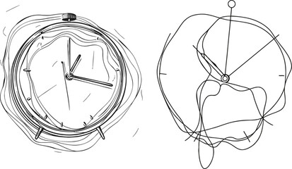 Continuous one line drawing Clock
