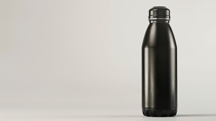 Black thermos bottle isolated on white background    - obrazy, fototapety, plakaty