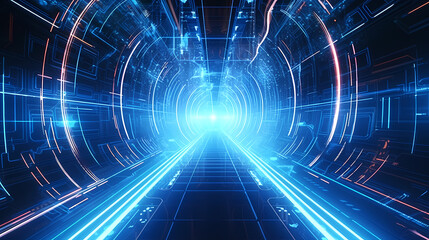 Artificial intelligence background, blue world network circuit future technology background