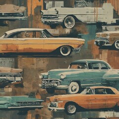 Classic Cars Collage - obrazy, fototapety, plakaty