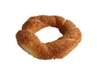 Simit, Traditional Turkish bagel, isolated on white background